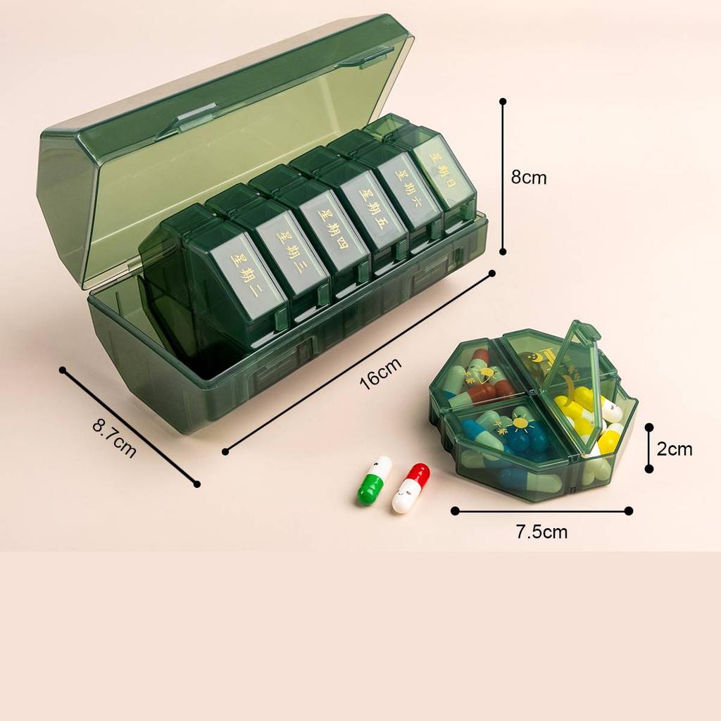 Pill Cases Box Organizer 7 Days 28 Grids 4 Times One Day Portable Travel with Large Compartments for Vitamins Medicine Fish Oils