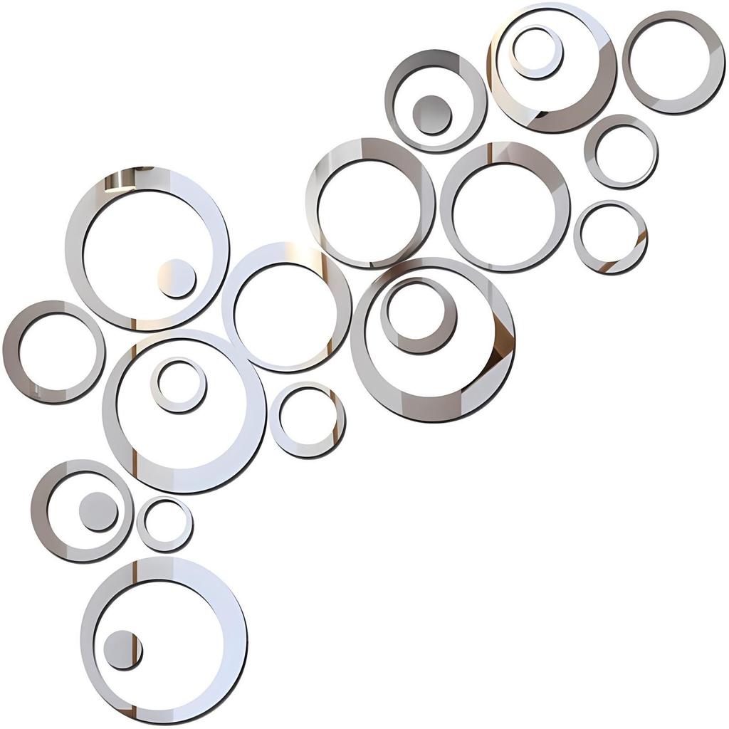 Set of 24 Round Acrylic Mirror Wall Stickers for Living Room or Bedroom Decoration