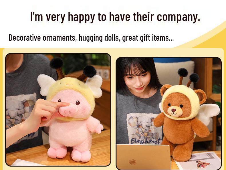 Hobby Cute Animal Plush Toy: Bee, Penguin, Pig, Teddy Bear Soothing Doll for Children