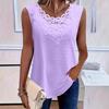 Spring Summer Women's V-neck Sleeveless Lace Trim Tank Top, Casual Fashion Vest Tee for Women, Crossborder Ladies Casual Tops