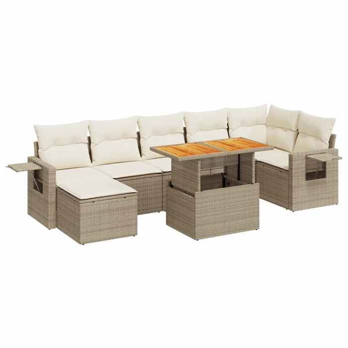 VidaXL Garden Lounge Set with Cushions 8 Pcs Beige Wicker 3327180