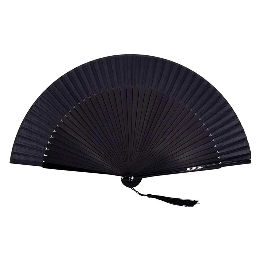 1pc Vintage Handmade Bamboo Folding Fan, Black Traditional Chinese Japanese Style, Lightweight for Wedding Photography Decor