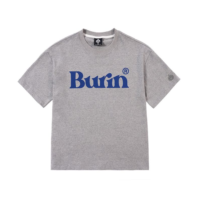 Burnin* Chest Logo Short-Sleeve T-Shirt for Men and Women, Black American Street Style Loose Fit Top Trendy