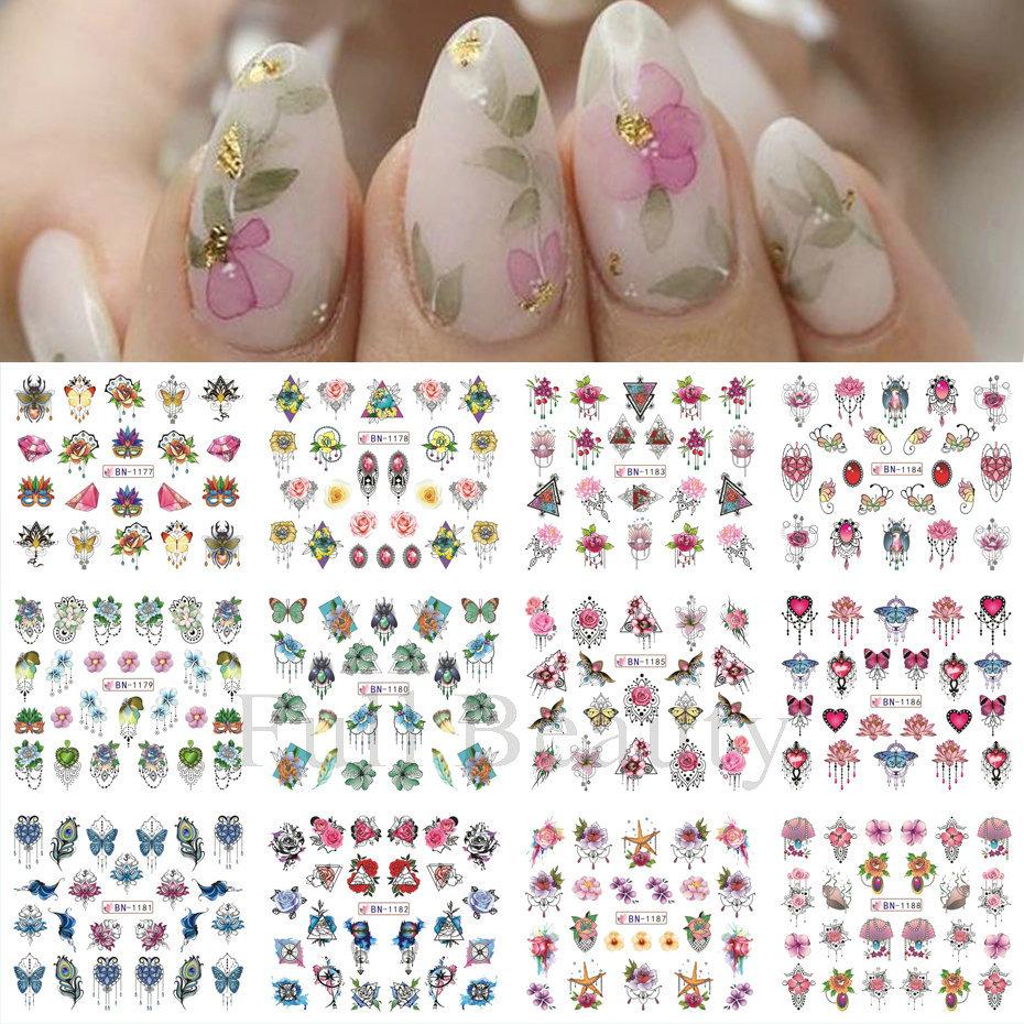 Nail Art Stickers Ins Spring And Summer Flower And Grass Series Zou Ju Flower Watermark Nail Stickers