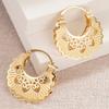 Scalloped Edge Heart Hollow Filigree Hoop Huggie Earrings Ethnic New Chinese Style Women Jewelry