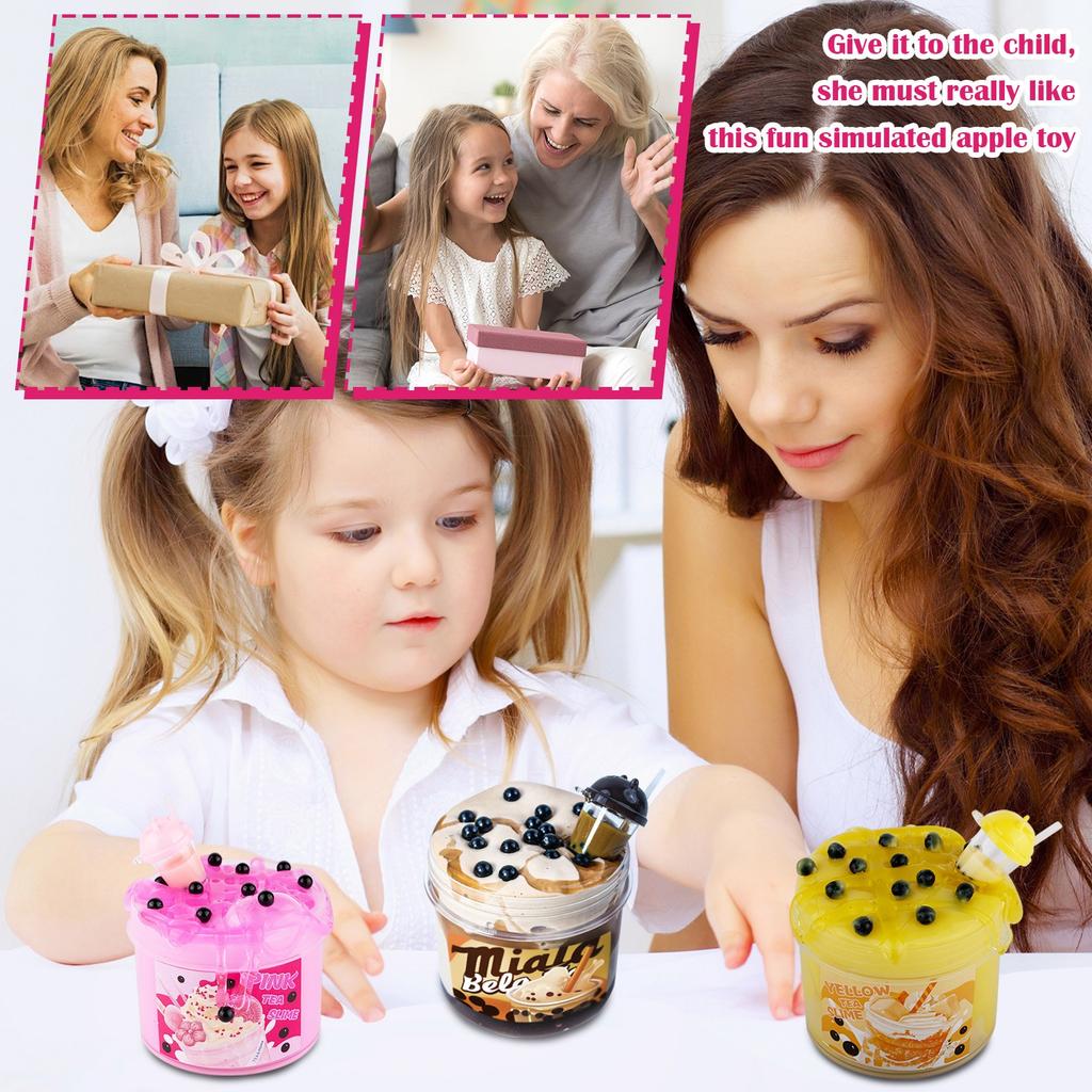 Crystal Mud Does Not Stick To Your Hands Pearl Milk Tea Slime Bubble Glue Children's Toy Set Decompression Color Mud