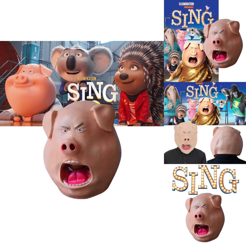 Sing2 Rossi Pig Mask | Adult Latex Headgear | Angry Expression Cosplay