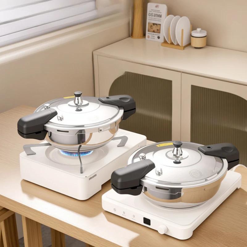 304 Edelstahl Schnellkochtopf Mini-Drucktopf Outdoor Schnellkochtopf für Induktions-Keramikherd Gasheizung