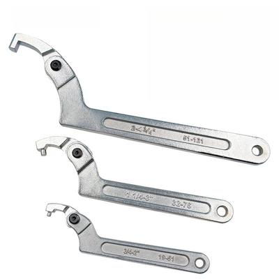 Adjustable Crescent Wrench - Hook-Head Tool for Motorcycle Shock Adjustment, Water Meter Cover & Round Nut Removal