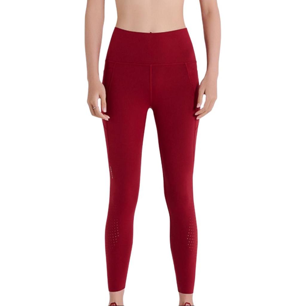 SAUCONY Solid Color Casual Tight Sports Long Pants Women Bottoms Red SC1229002-2