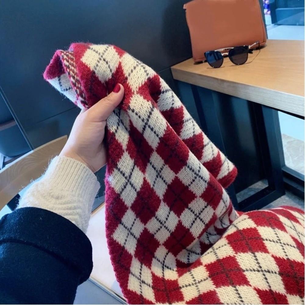 Pure Color Knitted Scarf Korean Style Neck Warmer Fashion Shawl Wrap Autumn