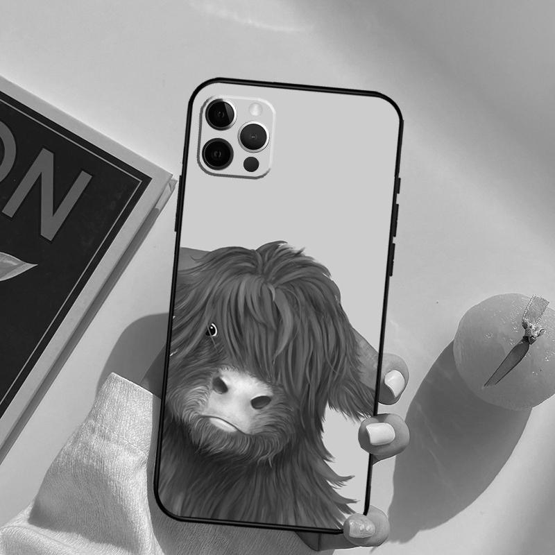 Cute Highland Cow Funda Case For iPhone 15 14 16 Pro Max 11 12 13 Pro Max Mini XR 16e 16 15 Plus Phone Cover