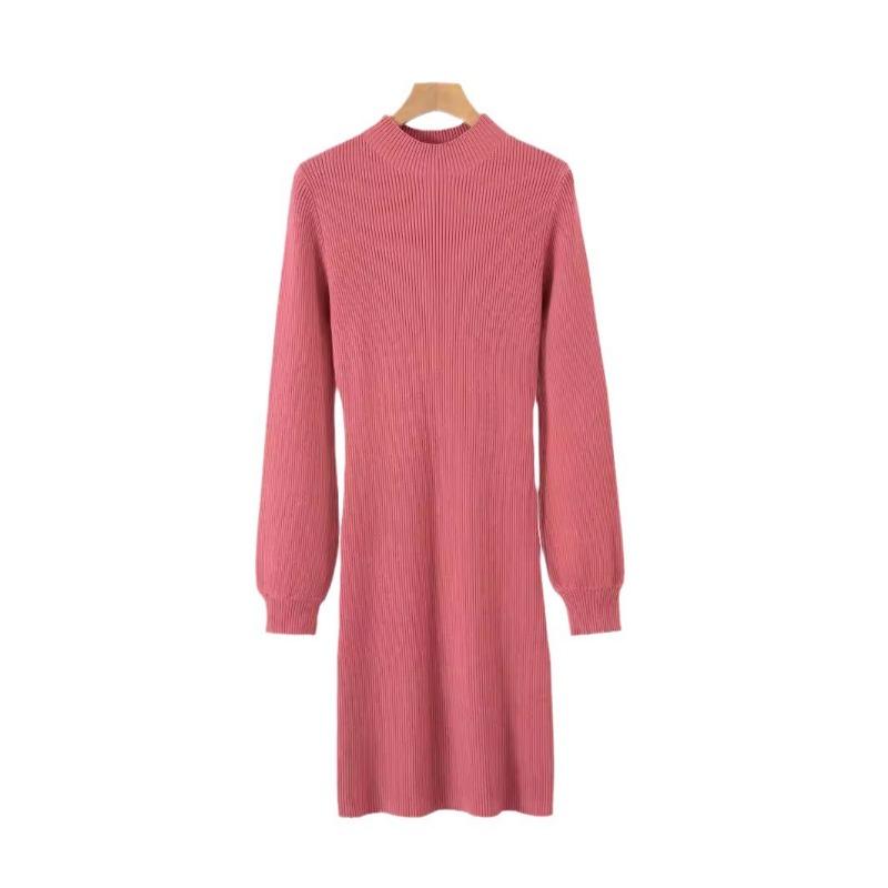 Vestidos de cuello alto de punto ajustado para mujer