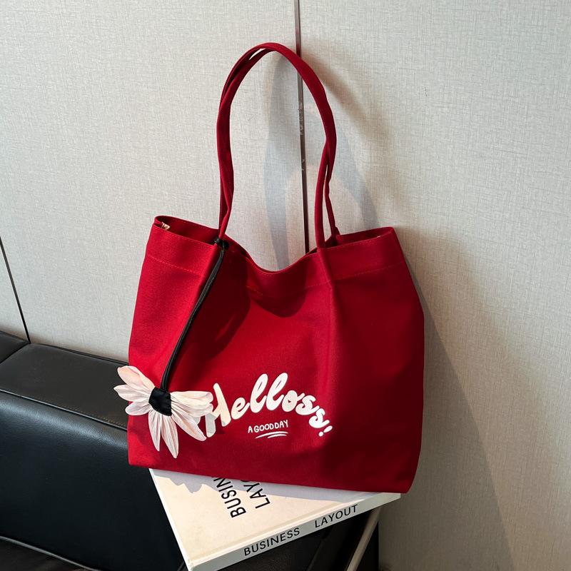 

Студенческая сумка через плечо для класса, досуга, повседневных поездок, женская летняя новинка, большая вместительная сумка-тоут красный