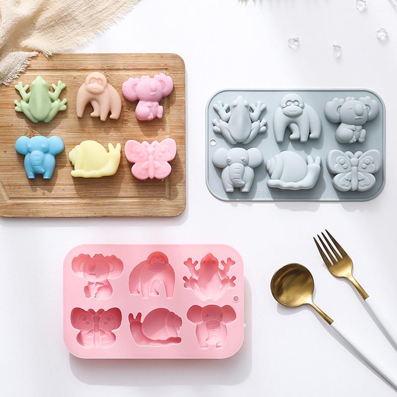 Chocolate Mold Elephant Monkey Frog Silicone Mold For Cake Gummy Jello Ice Cube Crayon, Cake Decoration Soap Mold