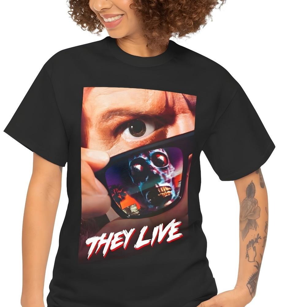 They Live (1988) T-Shirt Sci-Fi Fantasy Keith David Roddy Piper Aliens