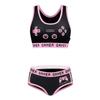 LittleForBig Women's 2-Piece Bralette Set [Playgirl] Cotton Cami and Panties (Black, Size XS)