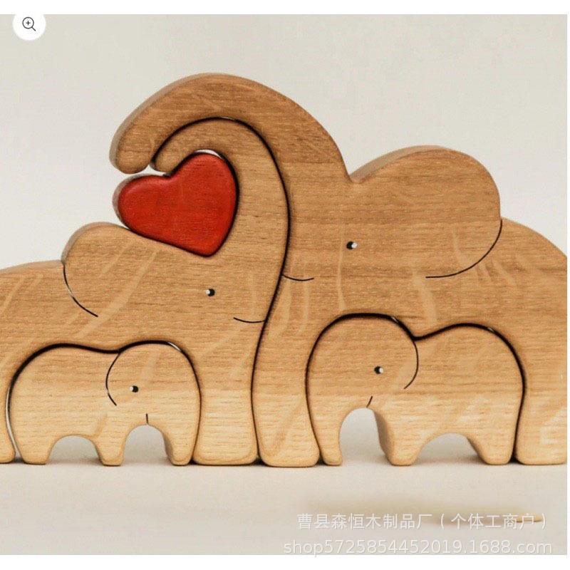 Wooden Puzzle Mother Bear Cub Set DIY Craft Decor Mother's Day Gift