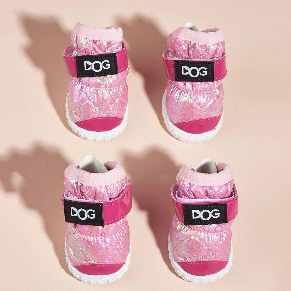 4pcs/set Anti-slip Pet Snow Boots Waterproof Dog Shoes Paw Protector Dog Sports Boots  Winter