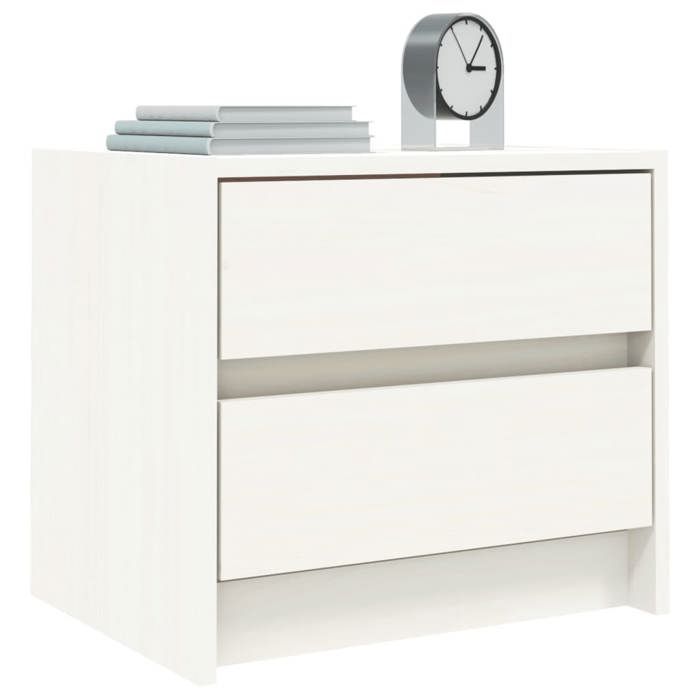 Maison Exclusive - White Bedside Table 40x31x35.5 Cm Solid Pine Wood