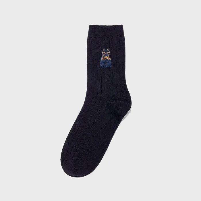 Women's Overalls Embroidered Socks Black