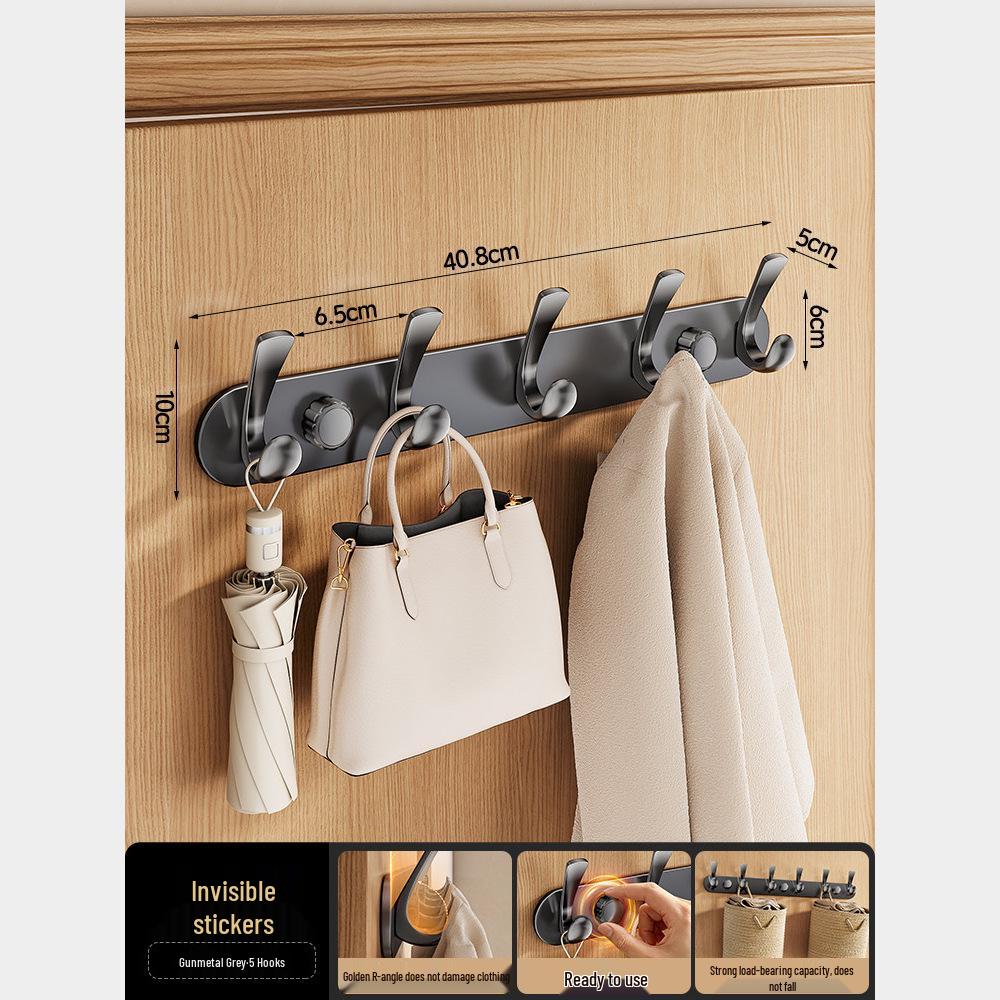 Wall-Mounted No-Drill Entryway Coat and Hat Rack with Hooks