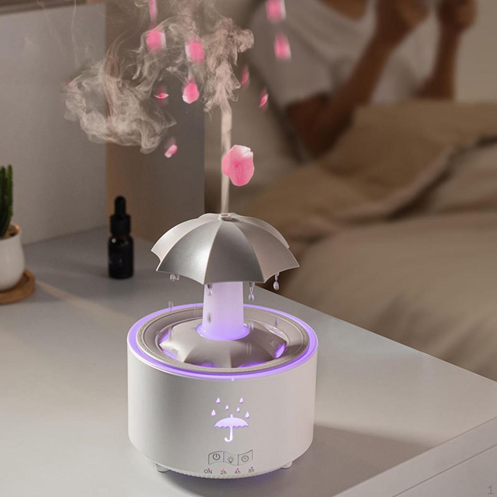 Rotating Umbrella Drop Humidifier Multipurpose for Home Tabletop Study White