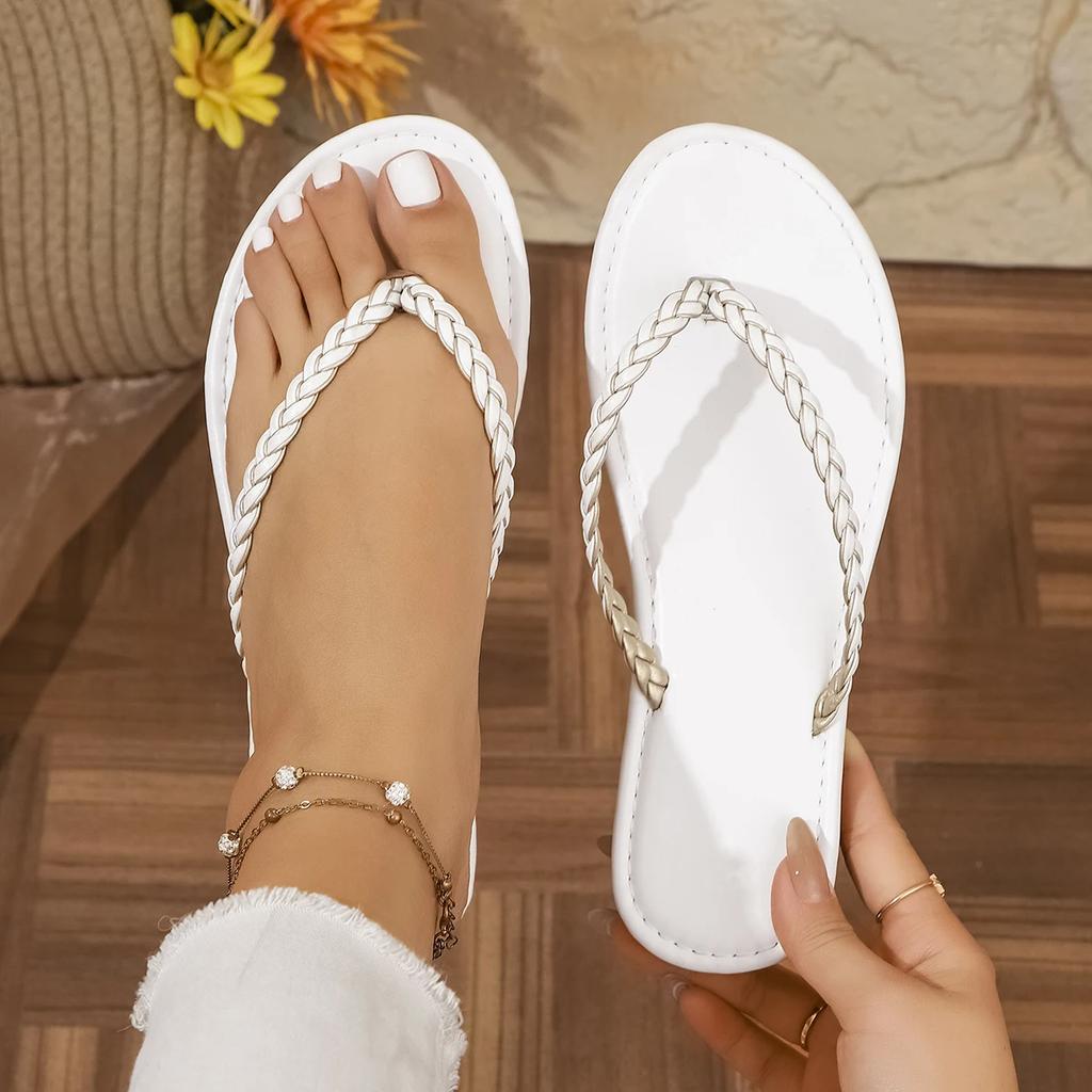 Mode Neue Damen Hausschuhe Sommer Leichte Sandalen Große Größe Runde Zehen Sandalen Flache Sohle Strand Hausschuhe Flip Flops Pantoletten Damen