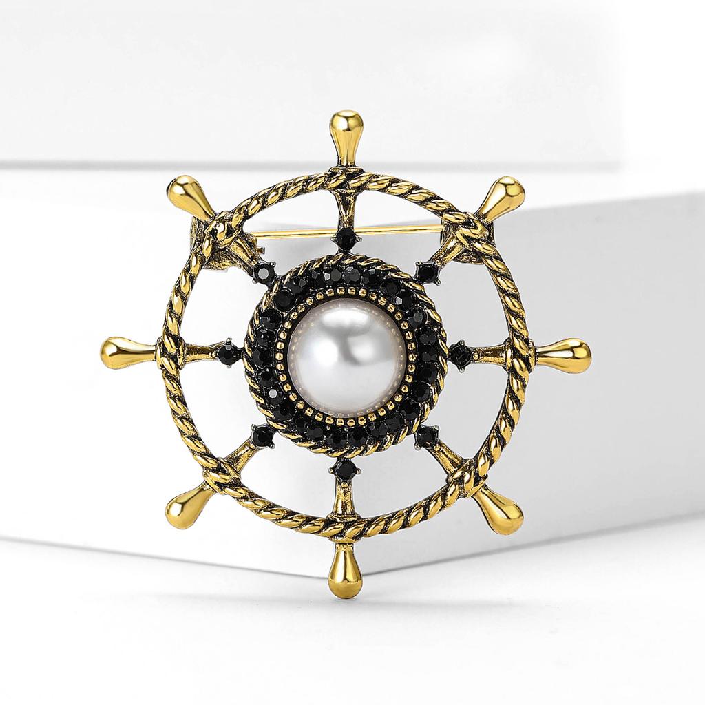 Kreativ Marine Stil Legering Perle Ror Brosje Utsøkt Herredress Frakk Korsasje Ornament Nål