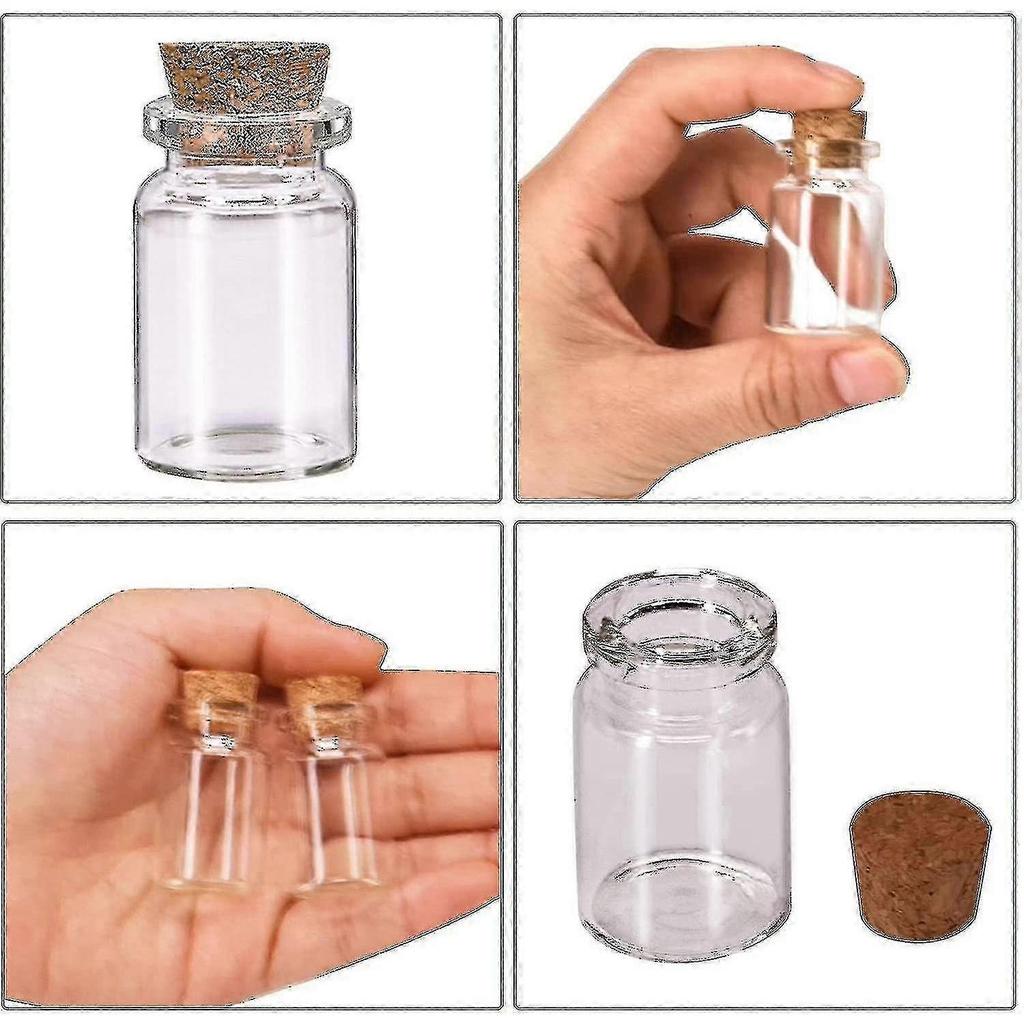 Ri - 10 Pcs Small Glass Bottles With Cork Lids, Mini Glass Bottles With Stoppers Empty Spell Jars Small Message Bottles Tiny Wishing Bottles Miniature