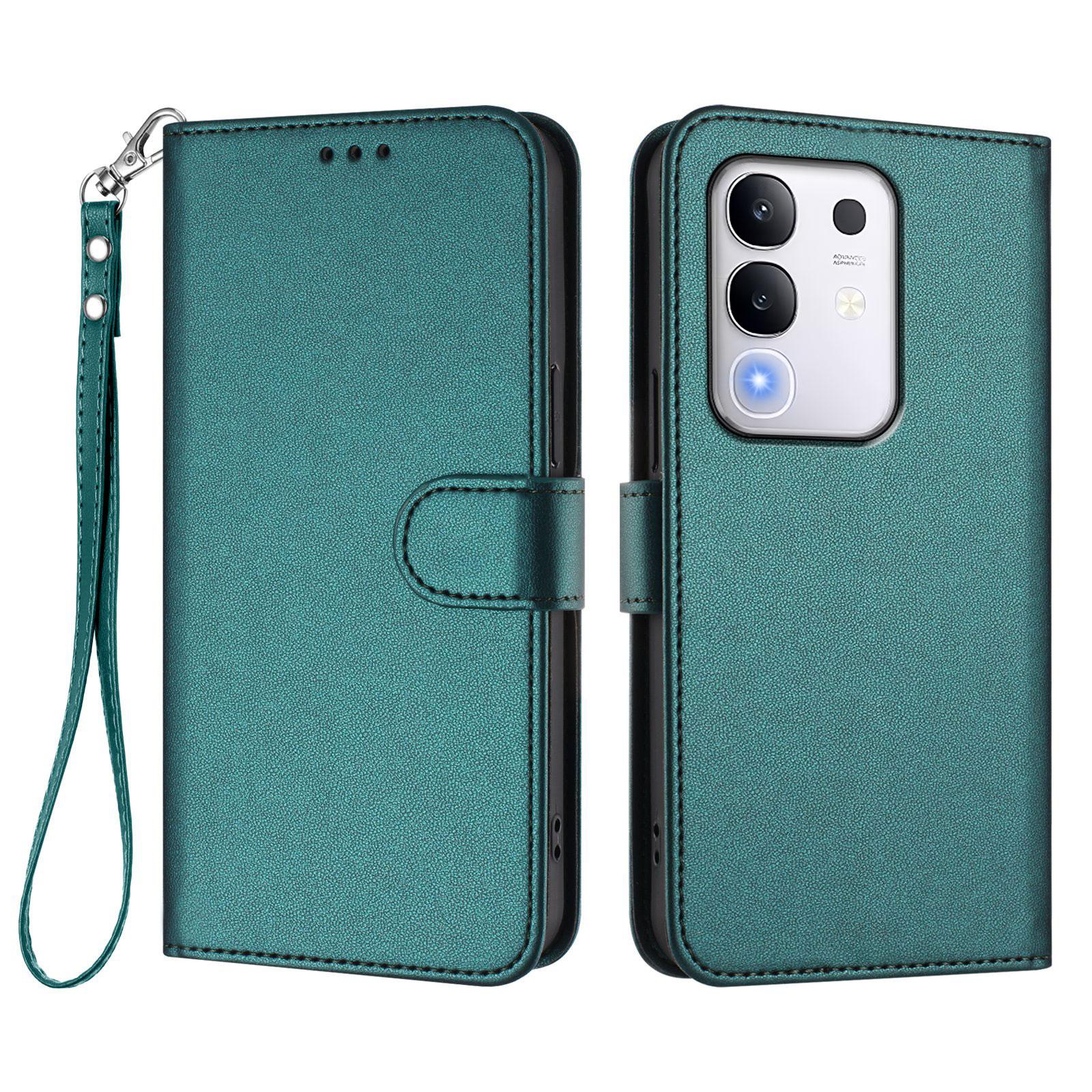 

For vivo T4x 5G/vivo Y300t 5G/vivo iQOO Z10x 5G/vivo Y29 4G Leather Case Wallet Stand Phone Cover with Wrist Strap Green
