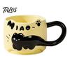 Adorable Ceramic Coffee Cup Cat Stackable Mugs 380ml Capacity Cute Theme Meow Cups Unique Kitchen Utensils Space-Saving Tea Gift for Lovers