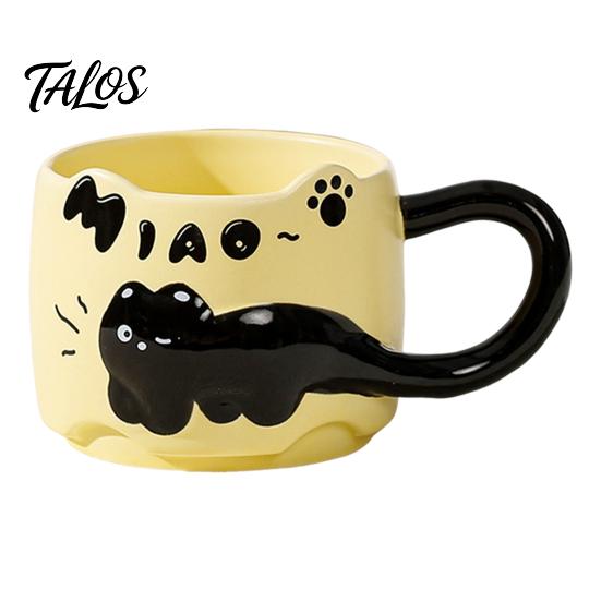 Adorable Ceramic Coffee Cup Cat Stackable Mugs 380ml Capacity Cute Theme Meow Cups Unique Kitchen Utensils Space-Saving Tea Gift for Lovers