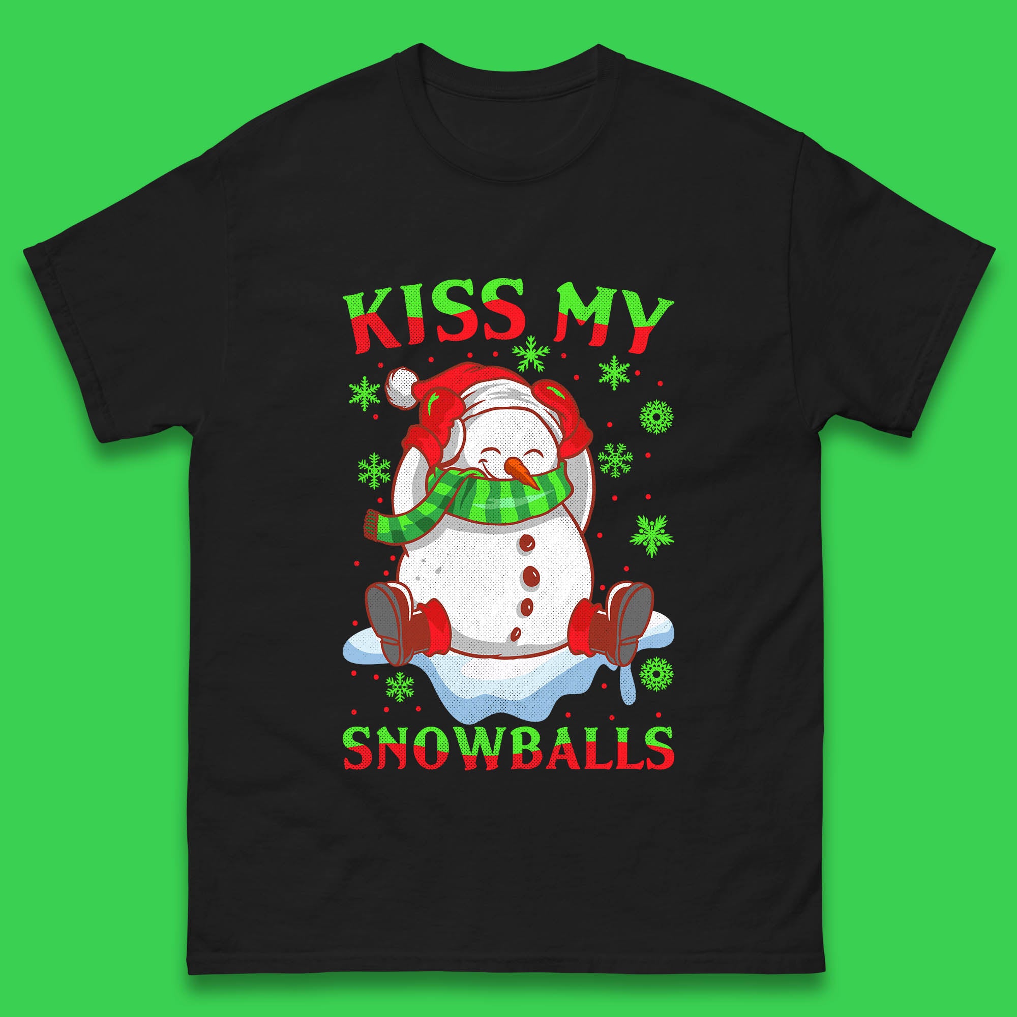 

Kiss My Snowballs Funny Christmas Snowman Mens T Shirt Womens Tops Tees S