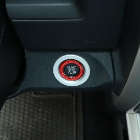 For Ram 3500/2500/1500 11-2024 Red Carbon Keyless Engine Start Button Ring Trim