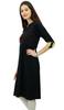 Phagun Womens Indian Ethnic Rayon Black Kurti Tunic Designer Pom - Pom Kurta -