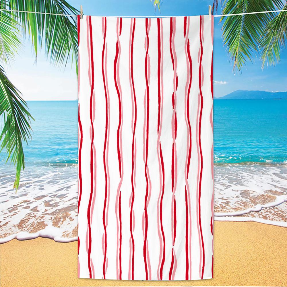 Bath Towel Minimally Striped Beach Towel, Ultra-fine Fiber Quick Drying Absorbent Towel, Beach Swimming Vacation Beach Towel