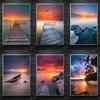 Landscape Sunset Beach Sea Pier Prints Poster Canvas Painting Modern Wall Art Picture Hd For Living Room Bedroom Home Decoration