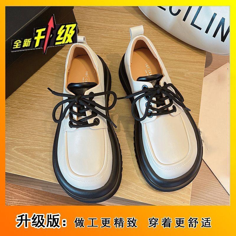 Versatile platform student lace-up retro single shoes British fashion small leather shoes women's 2025 summer and autumn new models