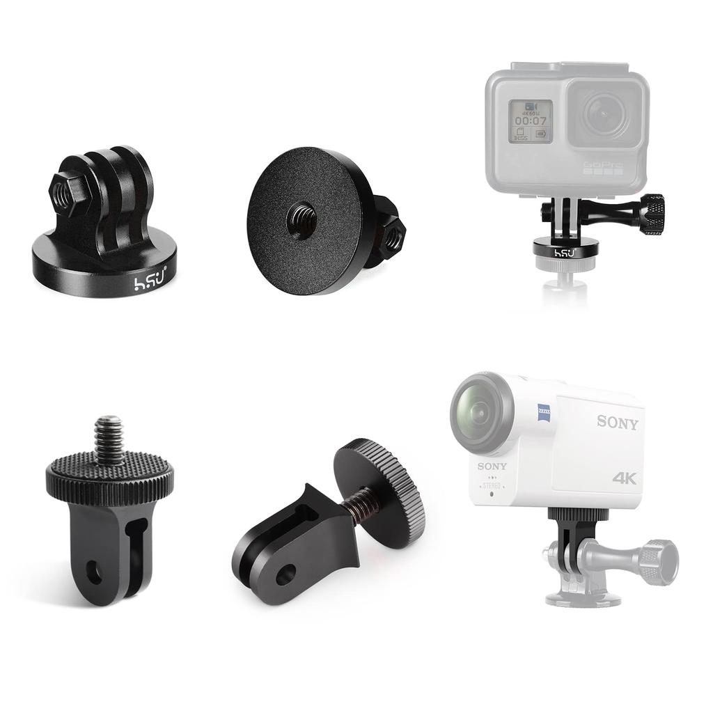 HSU Extension Arm Action Camera Accessory 360 Degree Conversion Tripod All Aluminum Compatible with GoPro Hero and Other Action Cameras Set, Adapter,