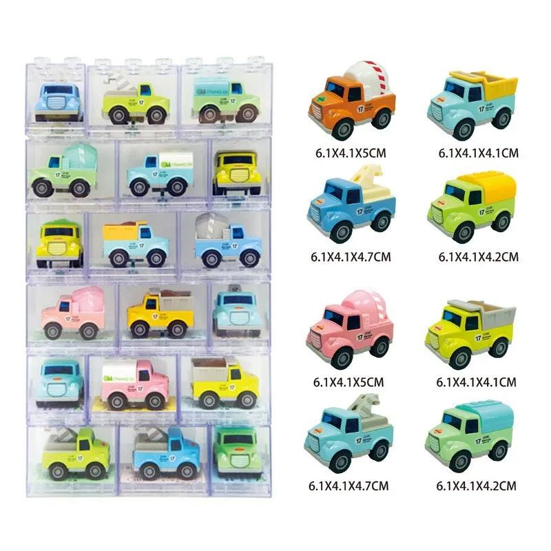 Alloy Engineering Car High Speed Rail Locomotive Rebound Car Decoration Model Toys Transparent Storage Box Childrens Gifts