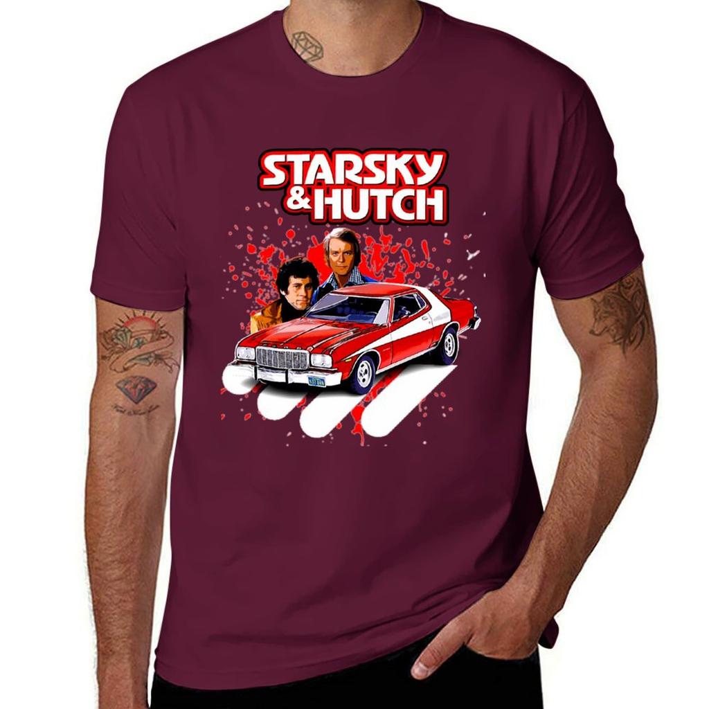 Koszulka z serialu telewizyjnego Starsky i Hutch, koszulka z krótkim rękawem, anime, ubrania męskie
