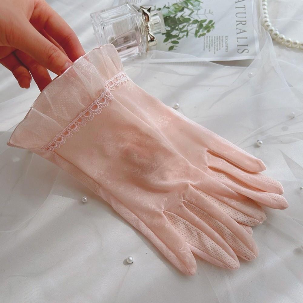Anti Slip Lace Gloves Mesh Women Gloves Sweet Ice Silk Gloves  Outdoor