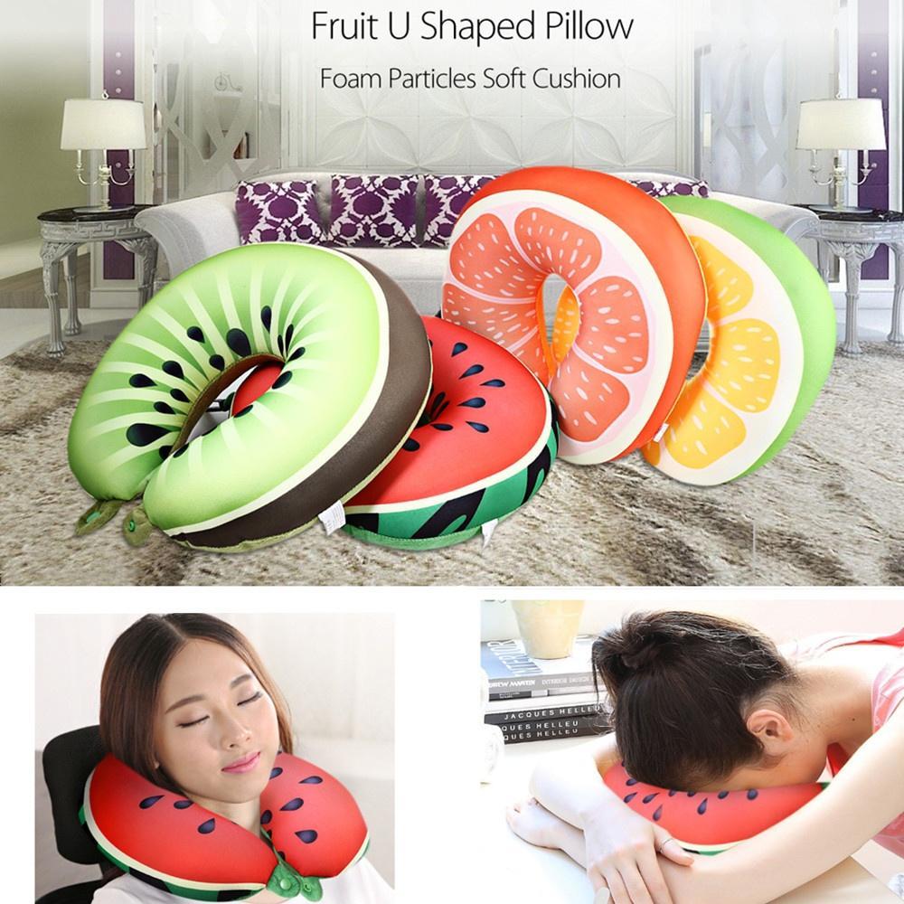 Portable Fruit U Shaped Pillow Foam Particles Soft Cushion For
