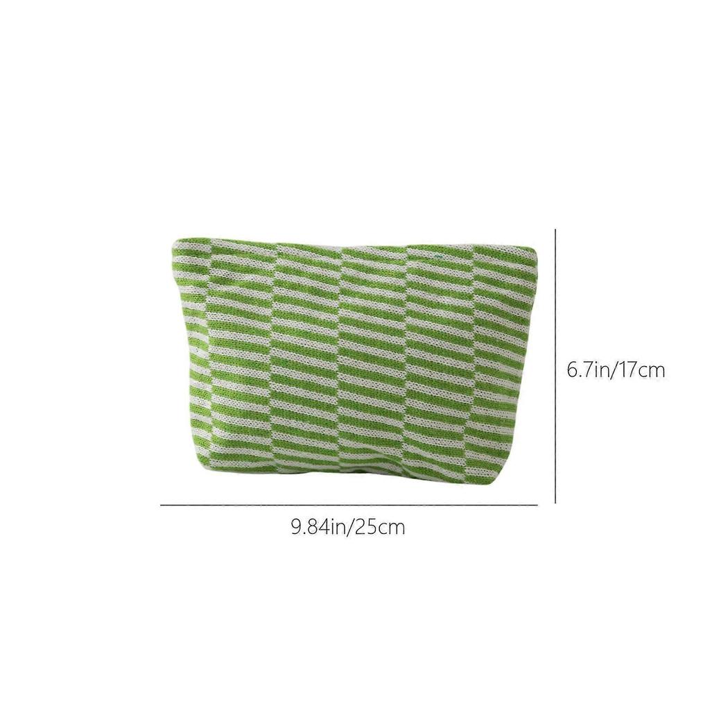 Clearance Djunllk Makeup Bag - Large Capacity Striped Student Pencil Case Small Purse with Zipper, Soft Knitted Bag Clutch Purses for Women Green