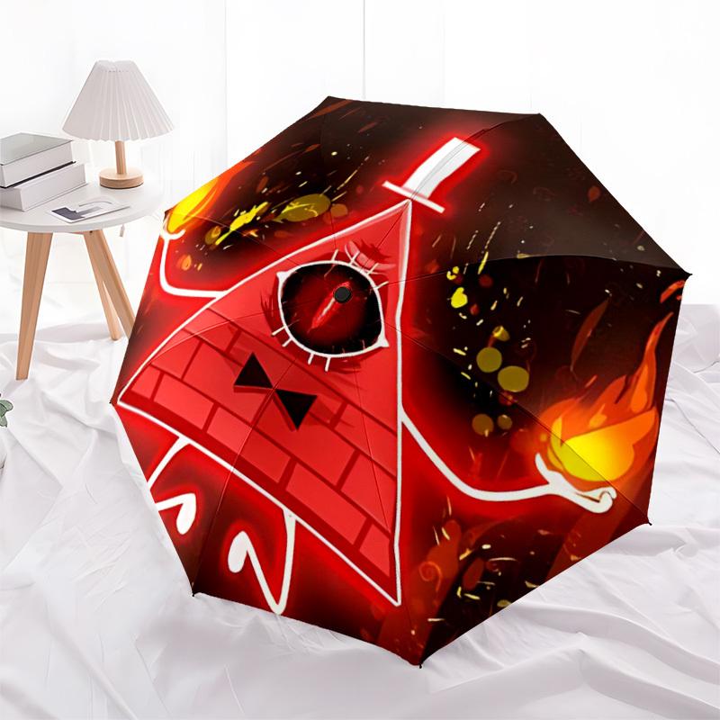 1pc Gravity Falls Bill Cipher Automatic Folding Umbrella - Compact 8-Rib Design, Durable Plastic & Iron, Lightweight for Outdoor Daily Use,  a0929187
