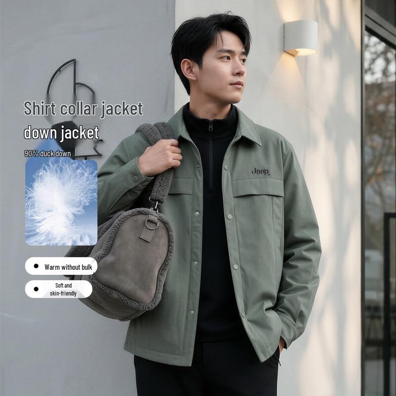JEEP Men s Shirt Collar Casual Down Jacket L