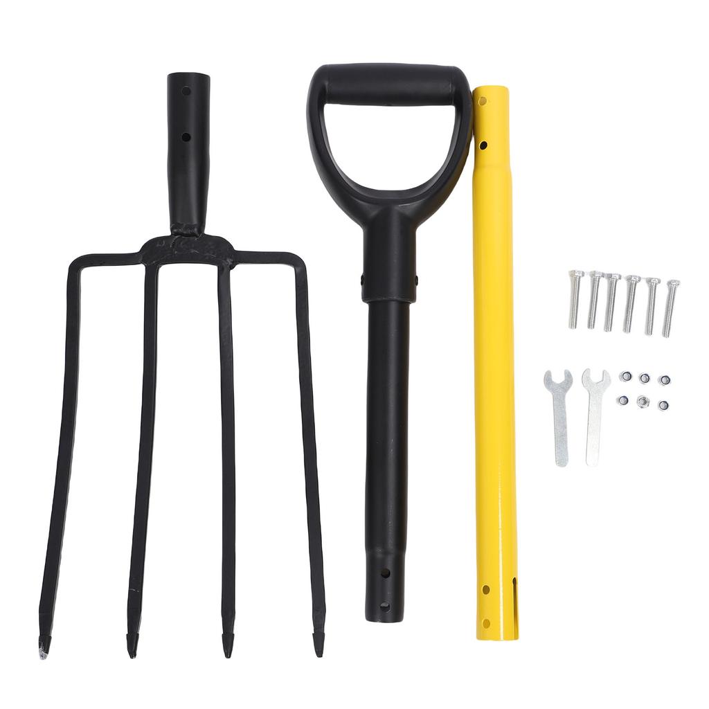 46 Inch Pitch Fork Y Grip Versatile 4 Tines Garden Spading Fork for Gardening Digging Composting Spading