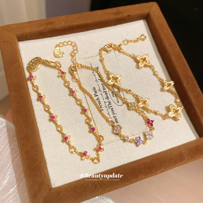 Dopamine color zircon flower bracelet Korean ins style fashion exquisite bracelet light luxury high-end versatile jewelry