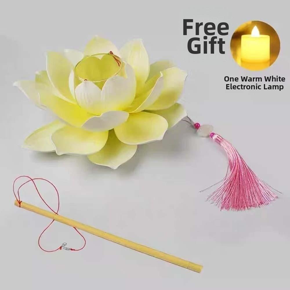 Ancient Style Lotus Lantern Creative Design Warm Light Flower Lamp Handmade Flower Elegant Tassel Handheld Light Dance Show